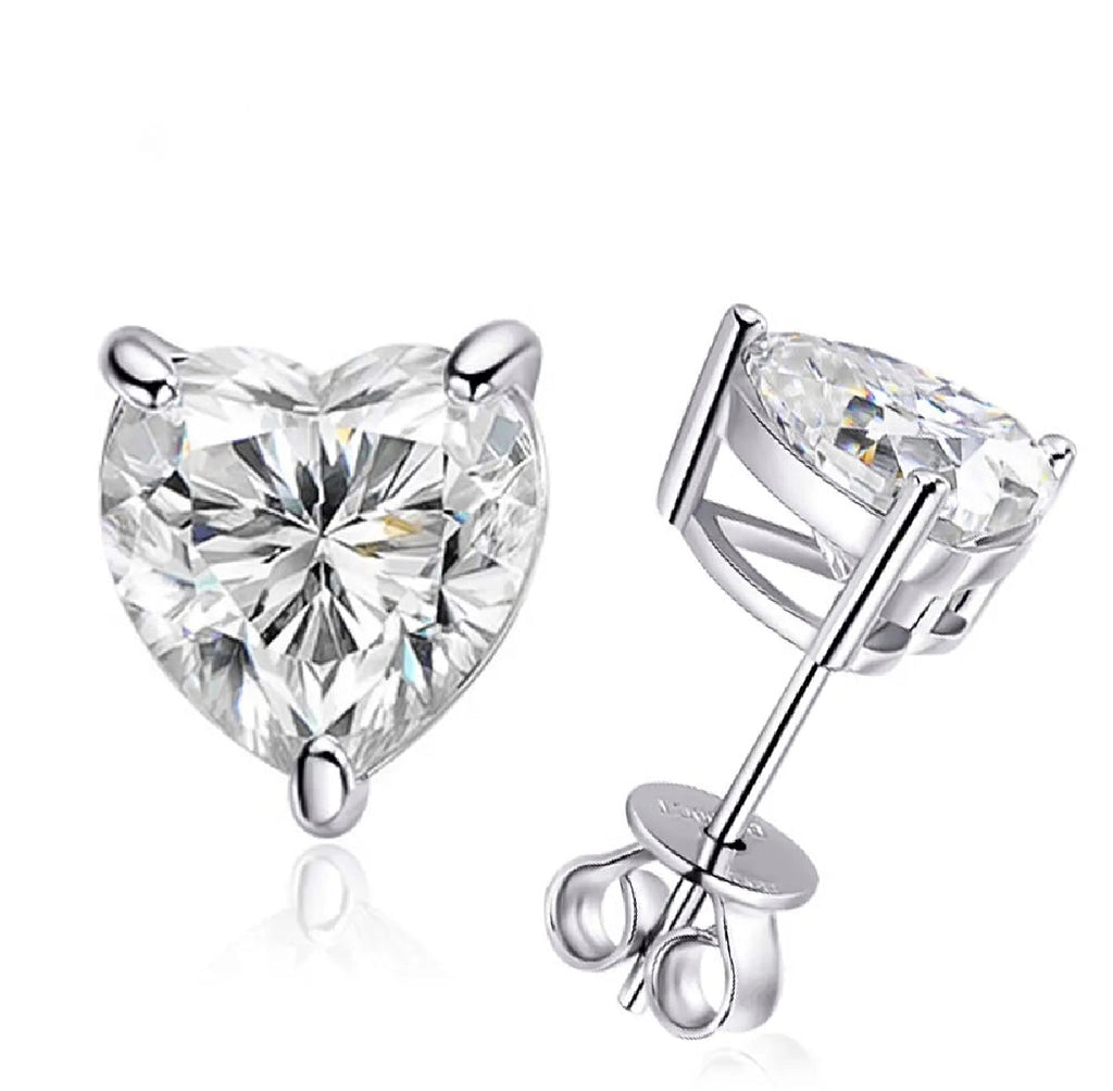 Heart Stud Earrings S925 18K Gold Plated