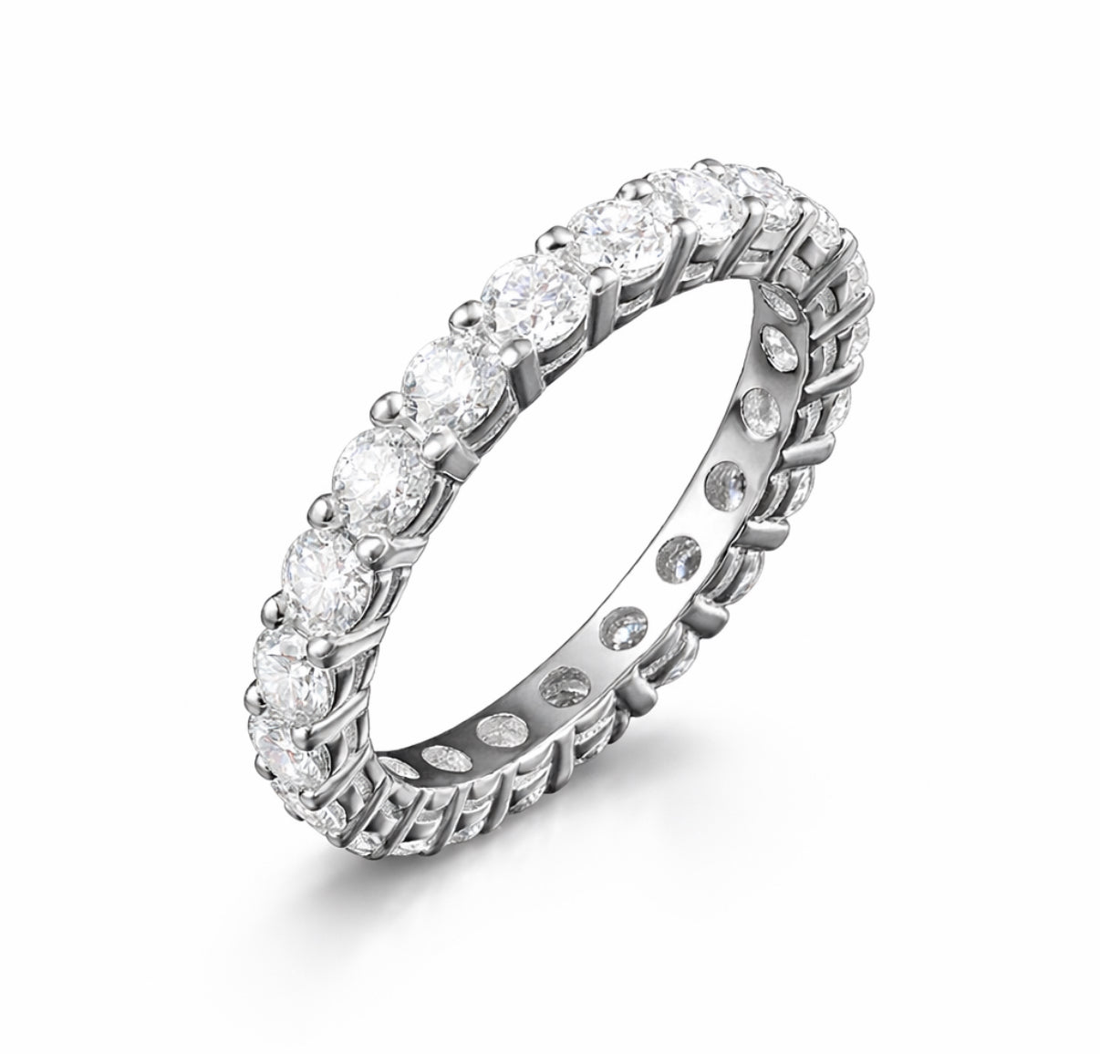 3mm Tennis Ring S925 18K White Gold Plated