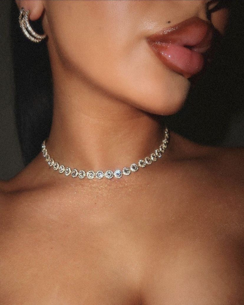 Bezel Necklace S925 18K White Gold Plated