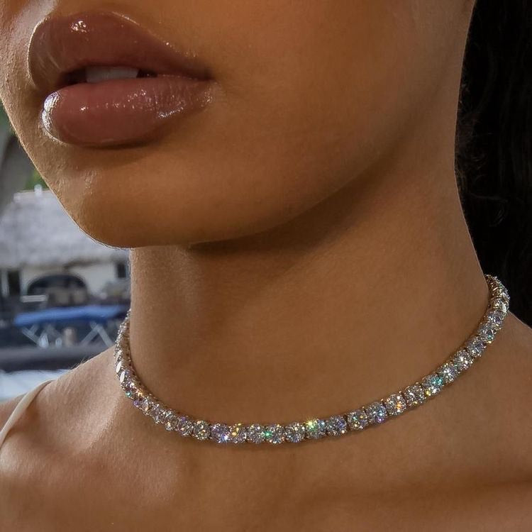 Tennis Necklace S925 18K White Gold Plated