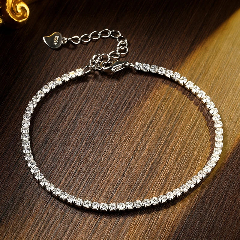 1.5/2mm Tennis Bracelet S925 18k White Gold Plated