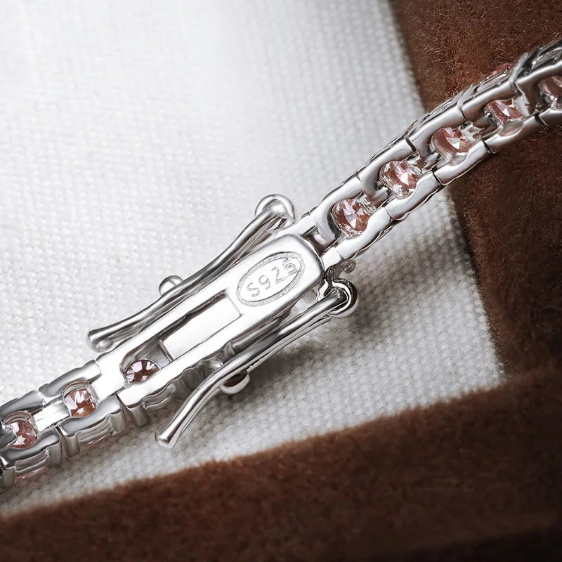 Pink Tennis Bracelet S925 18K White Gold Plated