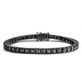 3mm 4mm Black Tennis Bracelet  S925 18K White Gold Plated