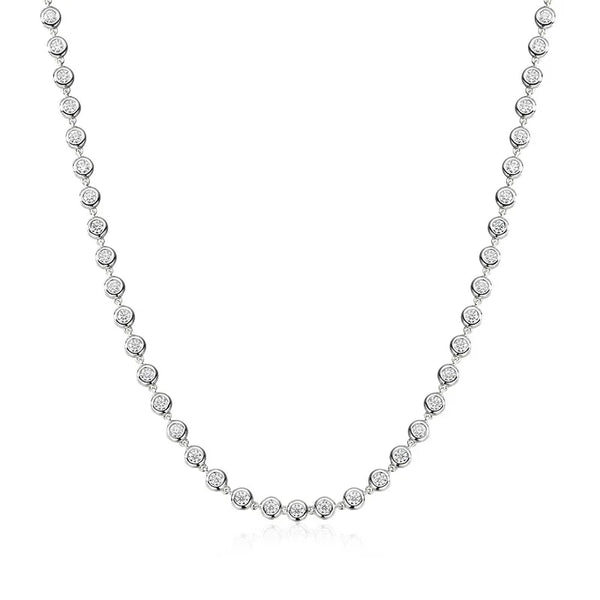 Bezel Necklace S925 18K White Gold Plated