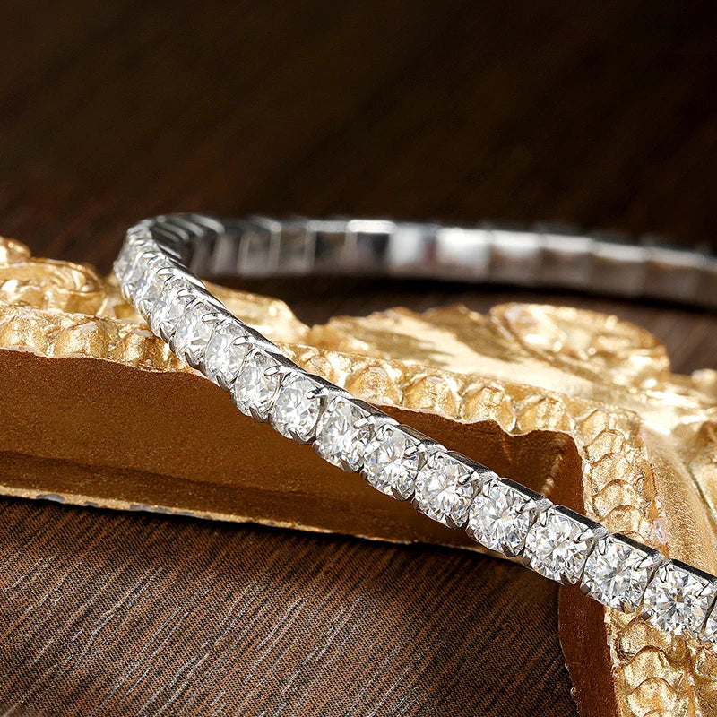 2.5mm 3mm Elastic Tennis Bracelet S925 18K Gold Plated