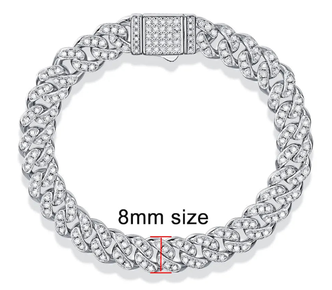 8mm Cuban Bracelet S925 18K Gold Plated