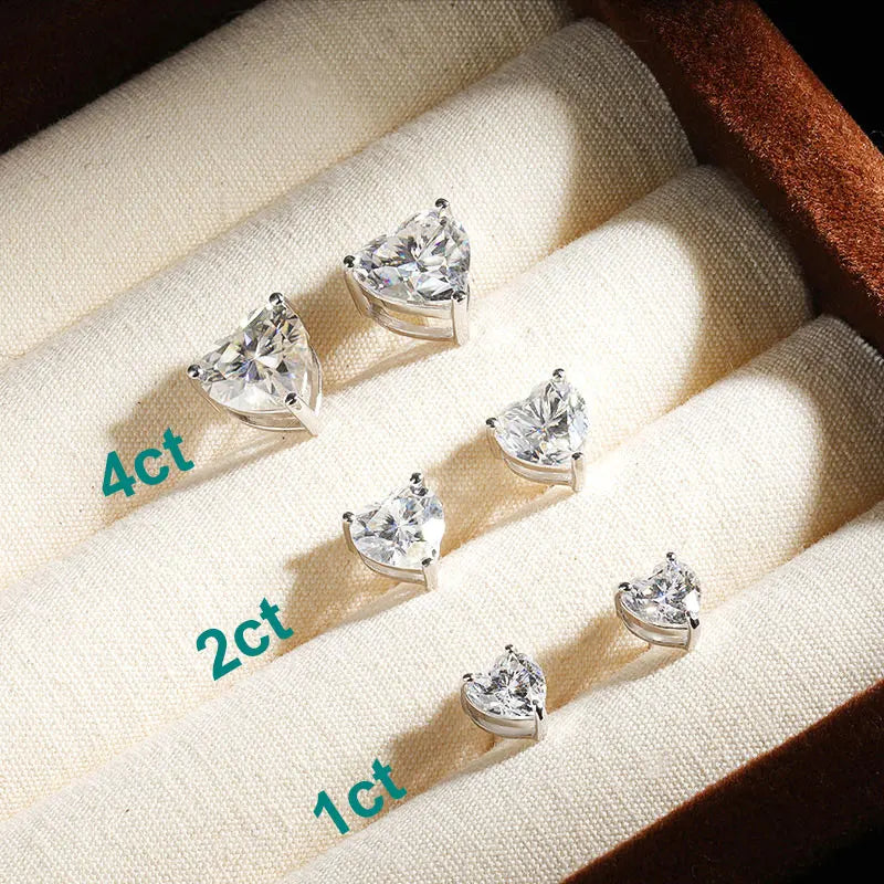 Heart Stud Earrings S925 18K Gold Plated